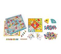 Janod - Carrousel Multi-Games Box Set - Classic Family Games - Draughts game, Ludo, Yellow Dwarf, 7 families, Goose game - For children from the Age of 5, J02742