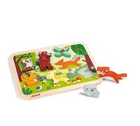 Janod - Chunky Puzzle - Puzle de Madera 7 piezas, Animales del Bosque - Motricidad Fina Concentración - Desde 18 Meses, J07023