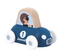 Janod - Coche deportivo de madera Mountain Valley - Cross Roads - Juguete de aprendizaje temprano - Desarrolla habilidades motoras - 12 meses +, juguete de madera FSC, multicolor