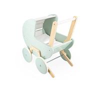 Janod - Cochecito Zen de Madera FSC - Juego de Imitación - Carrito para Muñeca y Muñeco - Con Almohada y Manta - A Partir de 18 Meses, J05900