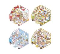 Janod, Cosy Stickers Tiny Trucks, Kit Creativo Sticker Book para Adultos | Pausa Creativa Kidult, 300+ Stickers, 4 Escenarios para Componer, Pinzas de Metal, A Partir de 14 Años, 45 Min/Escenario