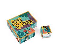 Janod - Cubos Infantiles de Cartón Animales - Juguete de Estímulo para Bebés - Juego Educativo Observación y Coordinación - Colaboración con WWF - Cartón Certificado FSC - Desde 2 Años, J08624
