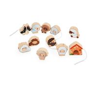 Janod - Cuentas para Enhebrar - Ovejas - Juguete de Estímulo - 11 Cuentas de Madera Infantiles + 2 Cordones - Estimula la Destreza - Juguete de Madera FSC - A Partir de 24 Meses, J03312