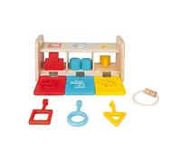 Janod - Essentiel - la Caja de Llaves - Juego Educativo de Madera 2 En 1 - Aprender Las Formas y Los Colores y Desarrollar la Motricidad Fina - Pintura al Agua - Desde 18 Meses, J05065