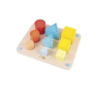 Janod - Essentiel - Los Volúmenes - Juego Educativo de Madera para Niños Pequeños 3 En 1 - Aprender Las Formas y Los Colores - Pintura al Agua - A partir de 18 Meses, J05062