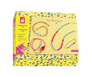 Janod - Estuche 4 Joyas con Mensajes para Crear - Les Ateliers Bijoux - Kit Infantil de Manualidades Creativas - Desarrolla la Motricidad Fina y la Creatividad - A Partir de 6 Años, J07932