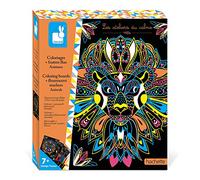Janod - Estuche Colorear Mandas y Rotuladores Fluorescentes Animales - Les Ateliers Du Calme - Kit Infantil de Manualidades Creativas - Motricidad Fina y Creatividad - Desde 7 Años, J07949