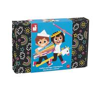 Janod Estuche 42 piezas-12 Tarjetas para Colorear,10, 5 Purpurina,7 rotuladores mágicos,8 lápices de Colores-Regalo Ideal-Caja Reutilizable-De 3 años-J07419, Multicolor (JURATOYS J07419)