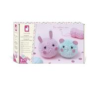 Janod - Estuche de creación de 2 Pompones - 2 ovillos de Lana + Fieltro + Pegatinas - Incluye Herramientas para fabricar Pompones - Actividad DIY A Partir de 7 años