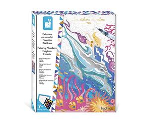 Janod - Estuche Pintura por Números Delfines - para Hacer 2 Cuadros - Les Ateliers du Calme - Actividades Creativas Arte y Manualidades - A Partir de 7 Años, J07981