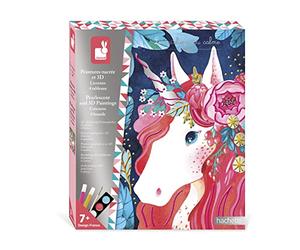 Janod - Estuche Pinturas Nacaradas y 3D - 4 Cuadros Unicornios - Les Ateliers du Calme - Manualidad Creativa - Motricidad Fina y Concentración - A Partir de 7 Años, J07951