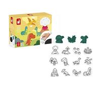 Janod - Estuche Stampinoo Dinosaurios - 15 Sellos de Espuma y 1 Tintero Para Manos Pequeñas - Manualidades Creativas Niños - Motricidad Fina y Creatividad - A partir de 3 Años, J07721