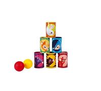 Janod - Forest - Juego de Puntería con Latas, para Exteriores, 6 Latas de Metal y 2 Pelotas de Espuma, Motricidad Fina - Desde Los 3 Años, J03206