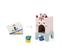 Janod - Gama Pedagogía - Orientarse En El Espacio Gato y Ratón - 6 Accesorios de Madera + 12 Cartas - Juguete Educativo Infantil - A Partir de 36 Meses, J05078