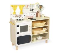 Janod - Gran Cocina Infantil de Madera - Equipada con 2 Hornos, Fregadero y 16 Accesorios Incluidos - Botones Sonoros Giratorios - Juguete de Imitación y Aprendizaje Temprano - A Partir de 2 años