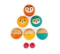 Janod - Happy Garden - Juego de Petanca en Madera para Niños, 6 Bolas y 2 Boliches, para Exteriores - Desde Los 3 Años, J03199