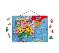 Janod - Puzle de madera Mapa Magnético de España J05478 - Piezas imantadas, desde 7 años