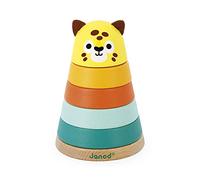 Janod - Jaguar Apilable Tropik - Juguete para Bebés de Madera - 5 Piezas Apilables - Juego Educativo Motricidad - Certificado FSC - Pintura al Agua - A partir de 1 Año, J08261