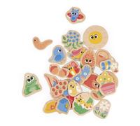 Janod-Janod-24 Imanes Magnéticos Tema Animales de Jardín-Juguete de Madera-Ideal para Jugar, experimentar y divertirse-A Partir de 2 Años, J09646 (JURATOYS