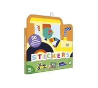 Janod-Janod-50 Pegatinas Grandes para Niños Formato 7x8cm-Pegatinas Tema Vehículos Pre-Cortadas para facilitar el Agarre-Desarrollo Creativo-A Partir de 18 Meses, J09191, Construccion (JURATOYS