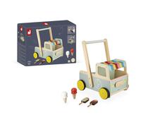 Janod - Janod - Wooden Pull-Along Ice Cream Cart/Trolley - 4 Ice Creams Included - Silent Wheels - Anti-Tip System - FSC-Certified - Water-Based Pain