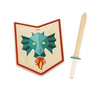 Janod - Juego Caballero Dragón - Escudo y Espada de Madera - Juguete de Imitación - Juego Aire Libre - Juego Educativo Imaginación y Motricidad - Certificado FSC - A Partir de 3 Años, J03171