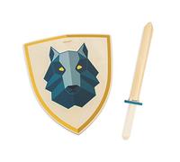 Janod - Juego Caballero Lobo - Escudo y Espada de Madera - Juguete de Imitación - Juego al Aire Libre - Juego Educativo Imaginación y Motricidad - Certificado FSC - A partir de 3 Años, J03170
