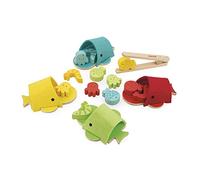 Janod - Juego Clasificar Ballenas por Colores - Juguete de Madera para Bebés - 17 Elementos - Juguete Educativo Motricidad - Certificado FSC - Pintura al Agua - A partir de 2 Años, J08276