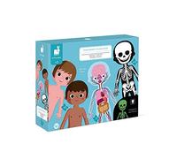 Janod - Juego de 4 puzzles gigantes sobre el cuerpo humano - 50, 75 y 100 piezas - Tarjetas educativas en 12 idiomas - Descubrimiento del cuerpo humano - A partir de 5 años, J02681