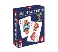 Janod - Juego de 54 Cartas para niños - Juego de Cartas de cartón Liso - Ideal para Jugar a la Batalla, al Presidente, al Kem's, al póquer... - A Partir de 4 años