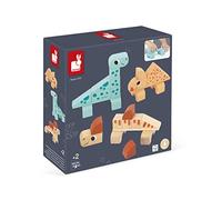 Janod - Juego de Construcción Cubikosaurus - 3 Dinosaurios de Montar - Juego de Estímulo de Apilar - Juguete Madera FSC - A Partir de 24 Meses, J05833