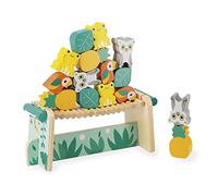 Janod - Juego de Equilibrio Tropical Tropik - Juguete de Madera - Puente y 15 Piezas Apilables - Juego Educativo Motricidad - Certificado FSC - Pintura al Agua - A partir de 2 Años, J08271