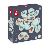 Janod - Juego de Memoria Dinosaurios - 20 Piezas de Madera de Huevos Dinosaurio - 10 Parejas de Bebés Dinosaurios - A Partir de 24 Meses, J05826