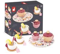 Janod - Juego de Té Twist - 16 Accesorios de Madera y Fieltro - Juguete de Imitación - Juego de Té Infantil - Madera FSC - A Partir de 2 Años, J06631