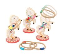 Janod - Juego Lanzar Anillas Caballos Applepop - Juego de Habilidad Infantil - 3 Caballos + 6 Aros - Estimula la Destreza - Juguete de Madera FSC - A Partir de 3 Años, J03366