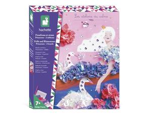 Janod - Kit Creativo con Volantes y pedrería para Princesas - 2 Cuadros para Decorar con Telas y pedrería - Les Ateliers du Calme - Kit Creativo para niños a Partir de 6 años