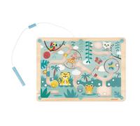 Janod - Laberinto magnético con Bolas Tropicales de Madera - 12 Bolas imantadas + lápiz magnético - Aprendizaje de la motricidad Fina y la concentración - Formato: 18 x 25 cm - A Partir de 2 años