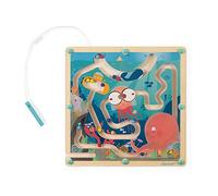 Janod - Laberinto Magnético de Bolas Océano, de Madera - Desarrolla la Motricidad Fina y la Concentración - Formato: 25 X 25 Cm - Certificado FSC - A partir de 2 Años, J05312