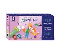 Janod, Lámpara Sonora Maravillosa, Lobo y Es-Tu, a partir de 3 años | Proyector de Imágenes y Contadora, 1 Historia, 4 Rimas y 8 Sonidos, 3 Arandelas de 8 Imágenes, Bolsa de Algodón, 16,5x4,5 cm