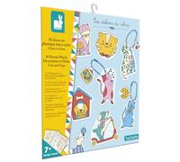 Janod Lote de 10 Calcomanías de Plástico Locas - Tema Perros y Gatos - Les Ateliers du Calme - Bricolaje - Kit de Ocio Creativo Infantil - Destreza y concentración - A Partir de 6 años