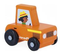 Janod Madera Naranja Tractor Montessori Juguete Cruzada Carreteras Niños