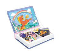 Janod - Magnéti'Book Unicornios - Juego Educativo Magnético 44 Imanes + 10 Modelos - Juguete Infantil de Cartón FSC - Ejercita Destreza e Imaginación - A Partir de 3 años