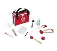 Janod - Maletín de Doctor para Niños - 10 Accesorios de Madera Maciza Incluidos - Juguete de Imitación - Desde 3 Años, J06513, Rojo