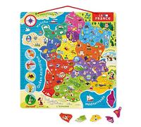 Janod - Mapa Magnético de Francia - 93 Piezas Magnéticas - Puzzle Infantil y Juego Educativo - Descubrimiento y Memorización - Francés - A Partir de 7 Años, J05480