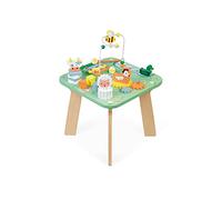 Janod - Mesa de actividades Jolie Prairie - 7 actividades para la primera edad - Mesa de madera multijugador con el tema de la granja - Desarrollo de la motricidad fina - A partir de 12 meses, J05327