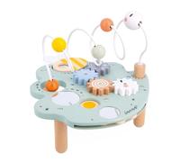 Janod - Mesa de Actividades Sweet Cocoon - 5 Actividades Primera Infancia - Juguete de Estímulo - Ejercita Motricidad Fina - Hoja de Actividades de Madera FSC - A Partir de 18 Meses, J04056