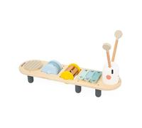 Janod - Mesa de Estímulo Sonora Oruga Sweet Cocoon - 5 Actividades Sonoras Infantiles - Juego de Estímulo Musical - Juguete de Madera FSC - A Partir de 12 Meses, J04058