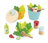 Janod - Mi Ensalada Mixta - Juguete de Imitación Cocina y Vajilla - 33 Elementos de Madera y Fieltro - Certificado FSC - Pintura al Agua - A Partir de 3 Años, J06595