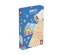 Janod - Mi Primer Bingo - Juego de lotería Tradicional - 90 Bolas + 90 fichas de Madera Maciza + 48 Cartas - Juego de Mesa clásico para niños a Partir de 6 años