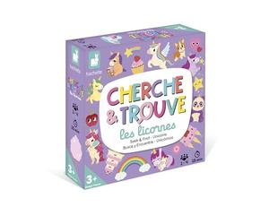 Janod - Mi Primer Juego de Buscar y Encontrar - Juego Educativo - Reflexión sobre el Tema de los Unicornios - Juego de Mesa para Mayores de 3 años con Cartas y Accesorios de Madera